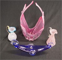Four various Murano glass table wares