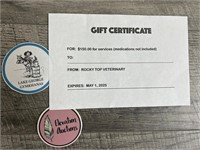 Gift Certificate for Rocky Top Veterinary for $150