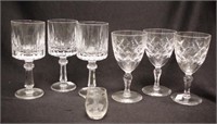 Group six various crystal sherry glasses
