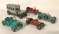ANTIQUE METAL CARS BY LESNEY 5 TOTAL
