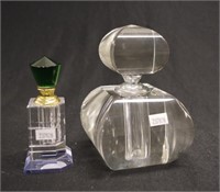 Two art glass perfume bottles