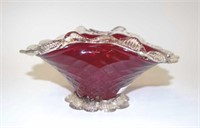 Antique aventurine ruby glass bowl