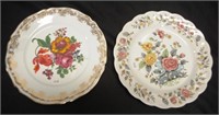 Two various painted cake plates