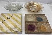 2 Iris bowls & 4 Federal color queen candy dishes