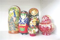 Five various Russian Babushka doll sets