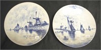 Two vintage Delft painted wall plates