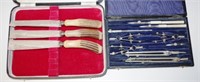 Cased set draftsman's drawing instruments