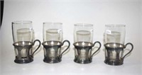 Four silver plate latte/coffee holders