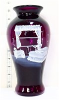 Fenton purple Mary Gregory vase