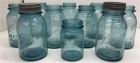Blue Ball quart jars (9) w/2 zinc lids etc.