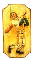 Vintage baseball player chalkware art plaque