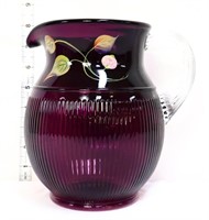 Fenton purple pitcher w/ clear handle