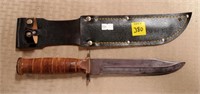 7" Long Vintage Hunting Knife w/ Leather Sheath