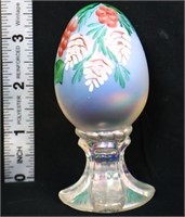 Fenton clear iridescent egg w/ pinecones
