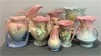 8 Pieces of Vintage Hull Pottery Vases & Pitchers