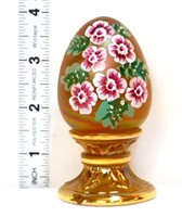 Fenton amber egg w/ flowers, see photos
