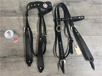 2 custom handmade bridles in black leather