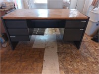 6 drawer metal desk with wood top