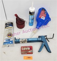 Funnel, Caulk Gun, Caulk, Oil Can, Glue Sticks