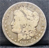 1881O Morgan silver dollar