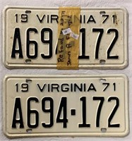 1971 LICENSE PLATES