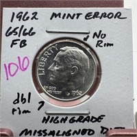 1962 ROOSEVELT SILVER DIME HIGH GRADE MIS. DIES