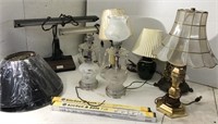 Lamps, shades, bulbs, some need repair