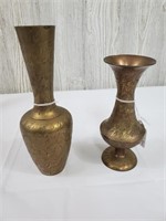 India Etched Bronze Vases