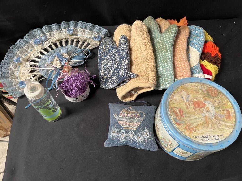 Oven Mitts, Peter Rabbit Tin, & More