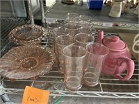 Set Of Pink Depression Glass