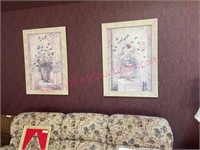 2 Large floral prints (above sofa)