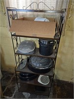 Decorative Metal Shelving Unit With Contents