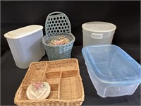 Plastic Containers, Wicker Baskets and More !