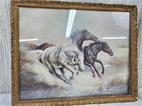 Antique framed Ruane Manning running horses