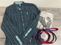 Women's new M Cinch shirt, leash and horse sign