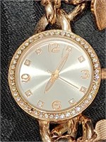 Pink Metal Watch with Charms