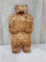 Hand Carved WELCOME Bear