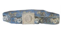Colonial Australian silver buckle & embroided belt