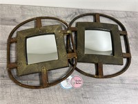 2 Wall hanging metal decor mirrors