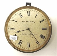 19th Century brass cased wall hanging clock