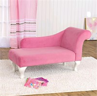 HomePop Youth Chaise Lounge, Pink Velvet