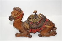 Antique cold painted bronze seated camel inkwell