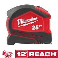 Milwaukee Compact Auto Lock 25 ft. SAE Tape Measur