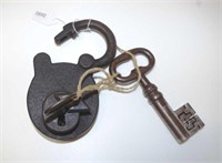 Vintage steel padlock & key