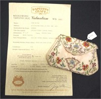 Antique Moire taffeta embroidered evening purse