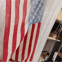 Vintage American Flag on Wood Pole