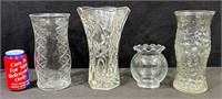 Clear Cut Glass & Ruffled Edge Vase-Lot