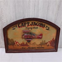 Capt Jacobs Flying Club Wooden Sign