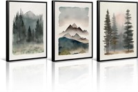 $140  Mountain Forest Wall Art 16x24 Inch  Set of