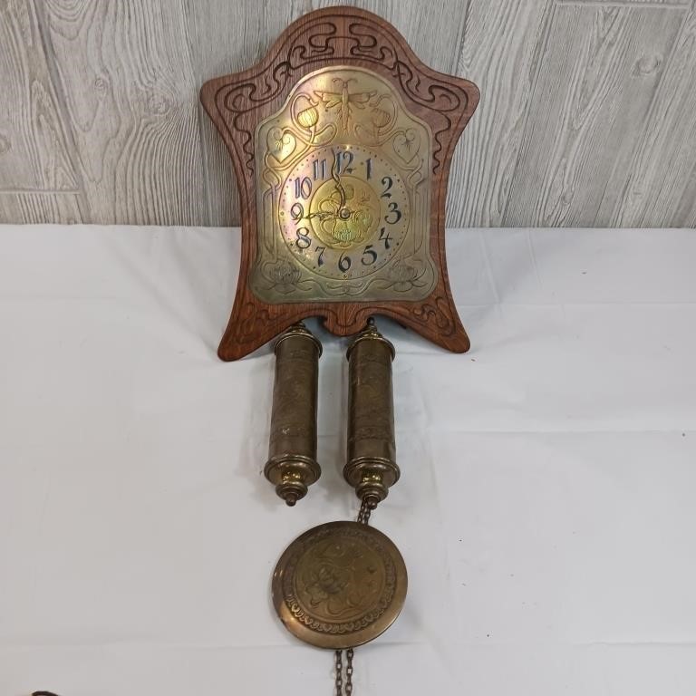 Antique Hanging Brass Wall Clock